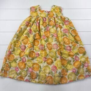 Miss Quality Vintage Girl's Fruit Sun Dress Size 5 Oranges Lemons Yellow